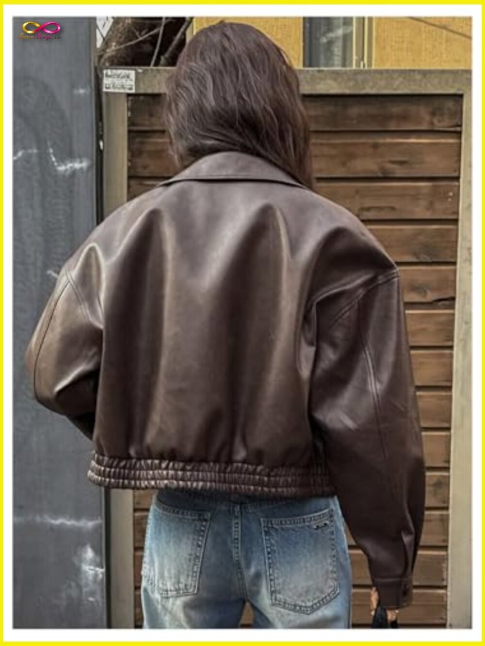 Faux Leather Zip Up Jacket Vintage Collared Long Sleeve Motorcycle Jacket - Picture 3 of 5